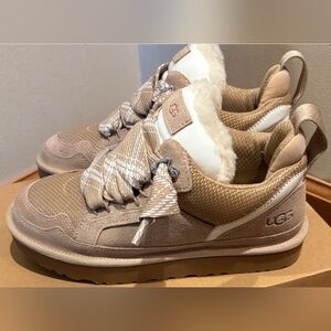 UGG Beige Sneakers with Plaid Accents